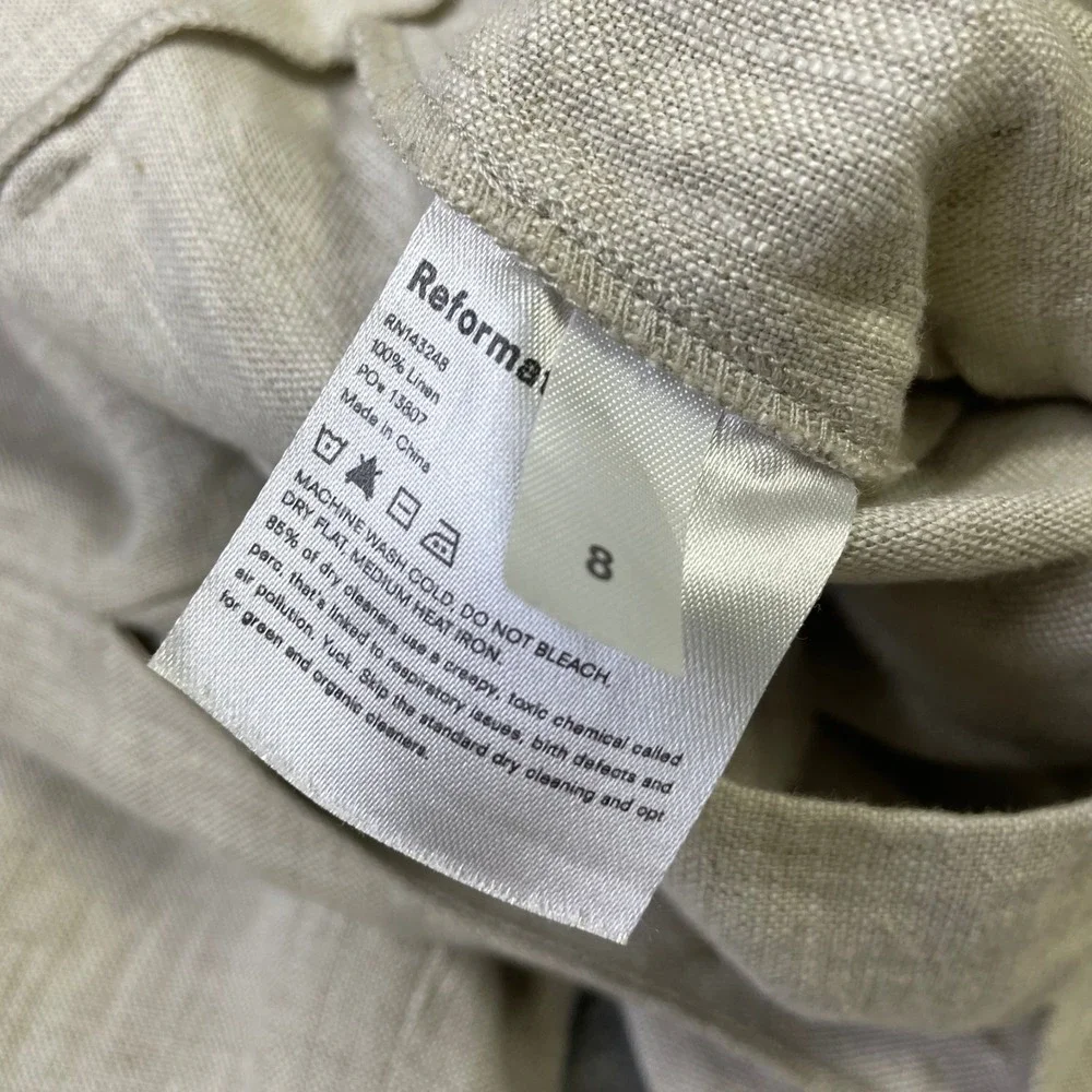 Reformation Veda High Waisted Wide Leg Linen Pants 8 Oatmeal Beige Bohemian